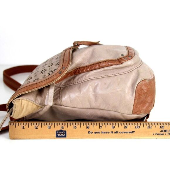 THE SAK BEIGE BROWN GENUINE LEATHER CONVERTIBLE BACKPACK SHOULDER BAG X-BODY - Picture 15 of 16